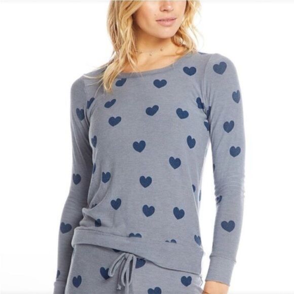 Chaser Blue Heart Long Sleeve Plush Tee/Top/Sweatshirt. Small. New NWT! So Soft! - Picture 2 of 8